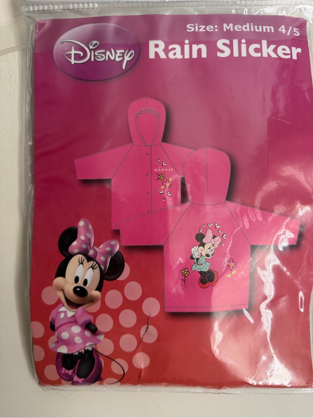 Disney rain slicker Hot Pink Minnie Mouse girls sz 4/5 movie cartoons child ore